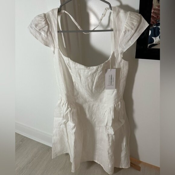 Reformation Oaklyn linen white a-line mini dress size 2 NWT - Picture 4 of 6